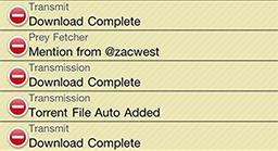 The edit view of Prowl's notification list.