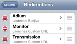 A sample set of redirection options